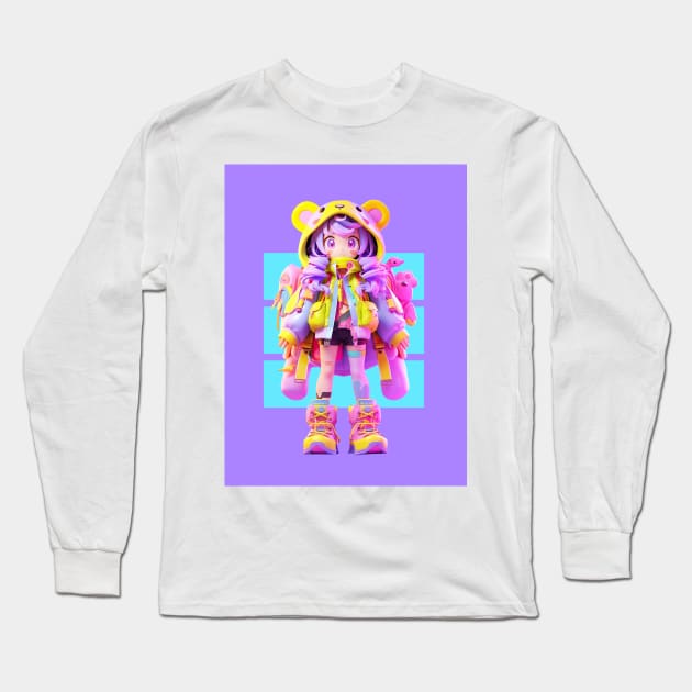 AKBLM - PRETTY GUARDIAN KUMIKO | KAWAII PURPLE HAIRED DECORA STYLE ANIME GIRL Long Sleeve T-Shirt by AKBLM